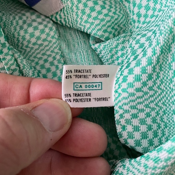 Vintage BVD Men's Peppermint Green Psychedelic Print Button Up LS Shirt Size 16 - Picture 7 of 13